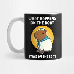 What happens on the boat stays on the boat Cartoon Capybara Sailor Mug